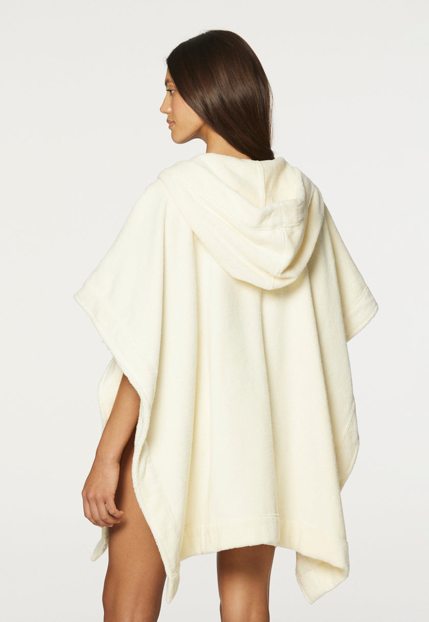 THE BEACH PONCHO in CREAM TERRY CLOTH