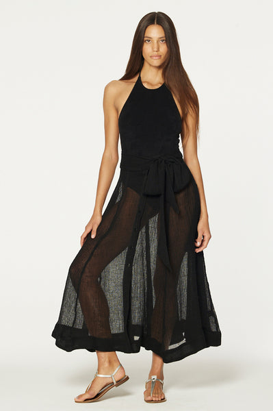 THE BEACH SKIRT in BLACK SORRENTO GAUZE
