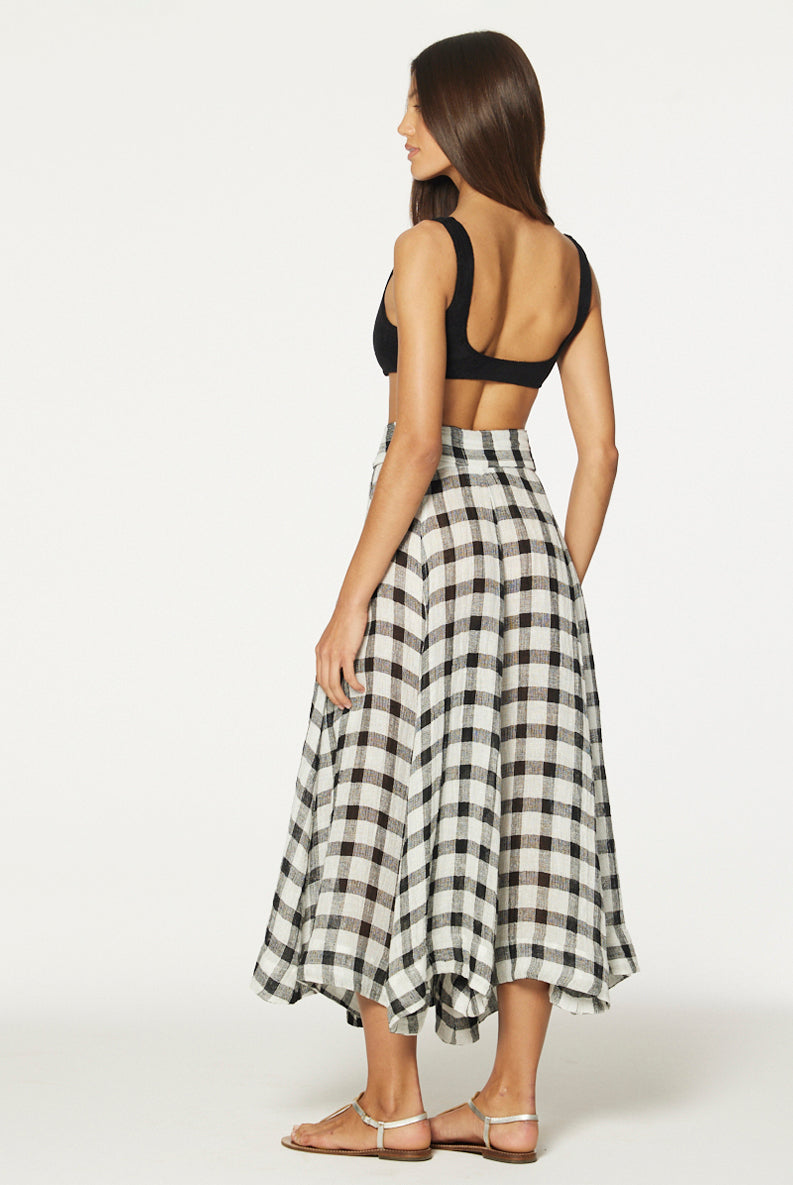 THE BEACH SKIRT in BLACK & WHITE GINGHAM CHIOS GAUZE