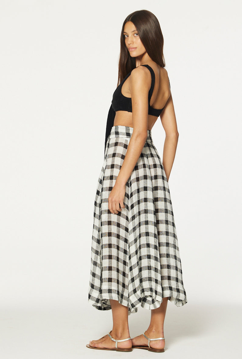 THE BEACH SKIRT in BLACK & WHITE GINGHAM CHIOS GAUZE