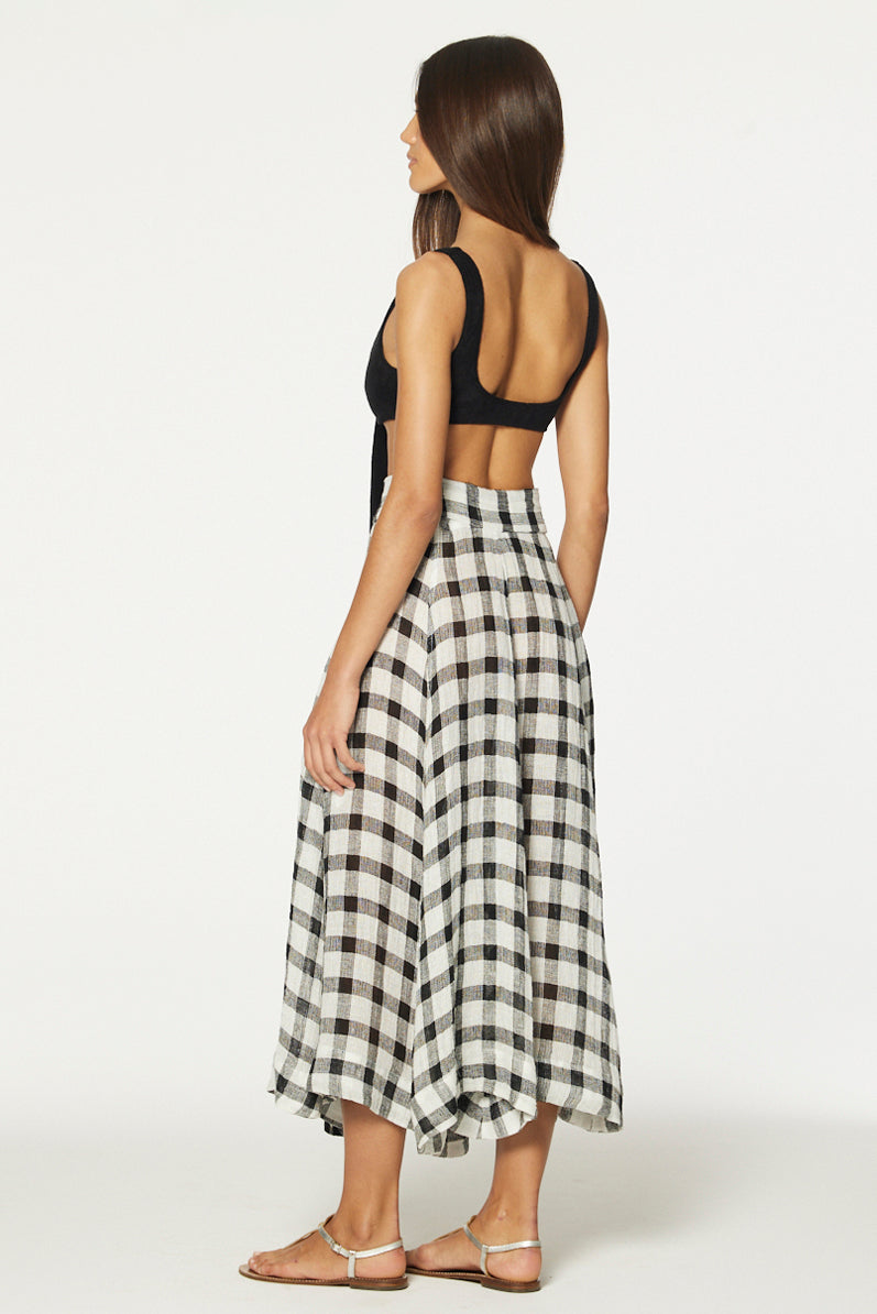 THE BEACH SKIRT in BLACK & WHITE GINGHAM CHIOS GAUZE