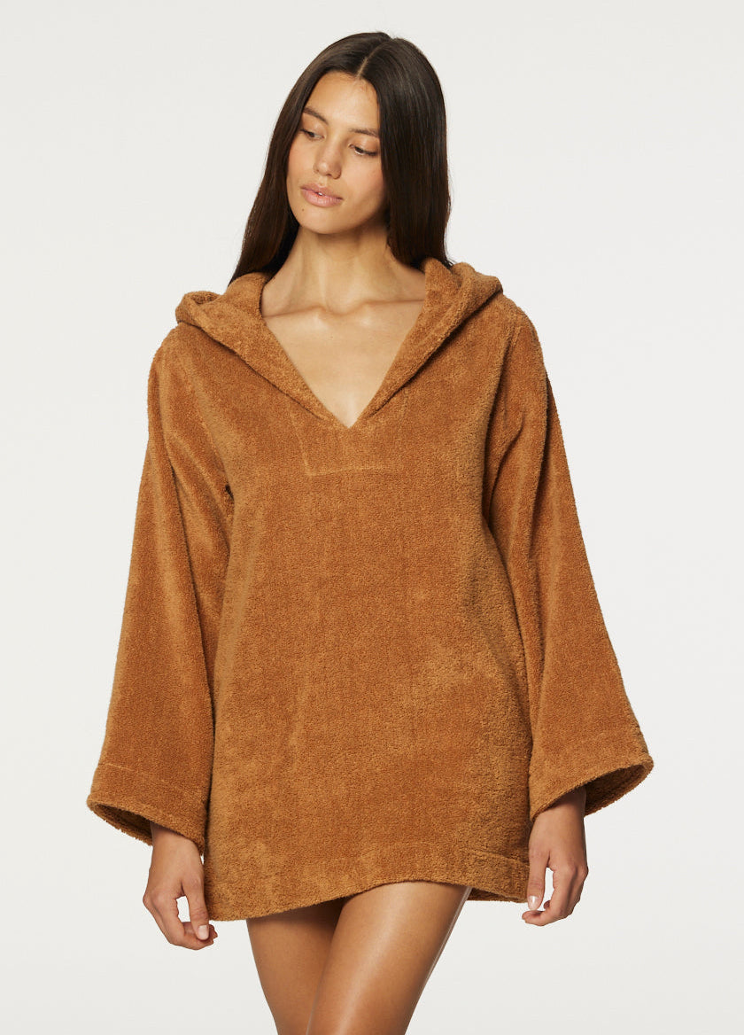 THE BEACH TUNIC in CARAMEL TERRY CLOTH