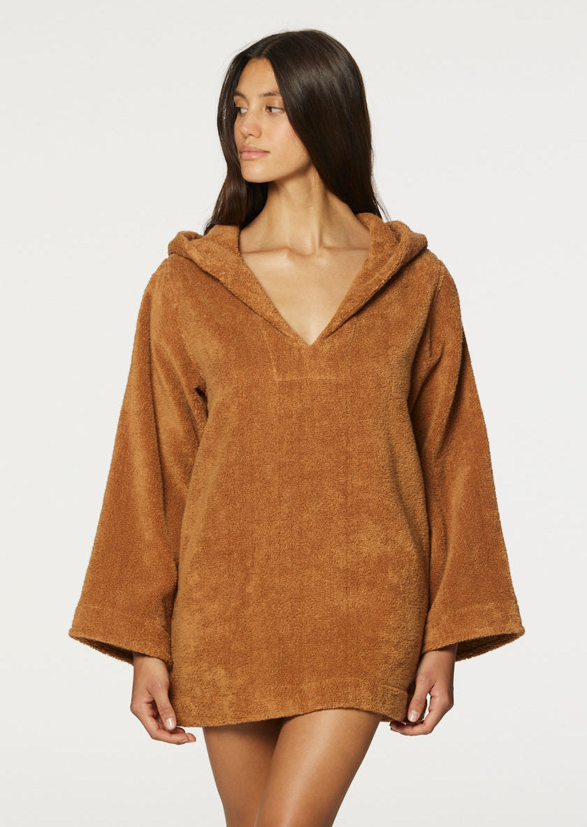 THE BEACH TUNIC in CARAMEL TERRY CLOTH