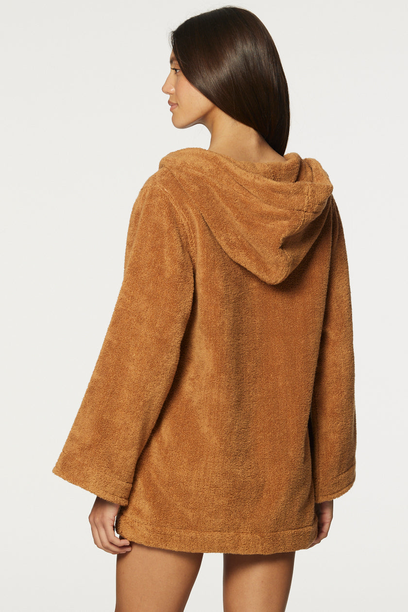 THE BEACH TUNIC in CARAMEL TERRY CLOTH
