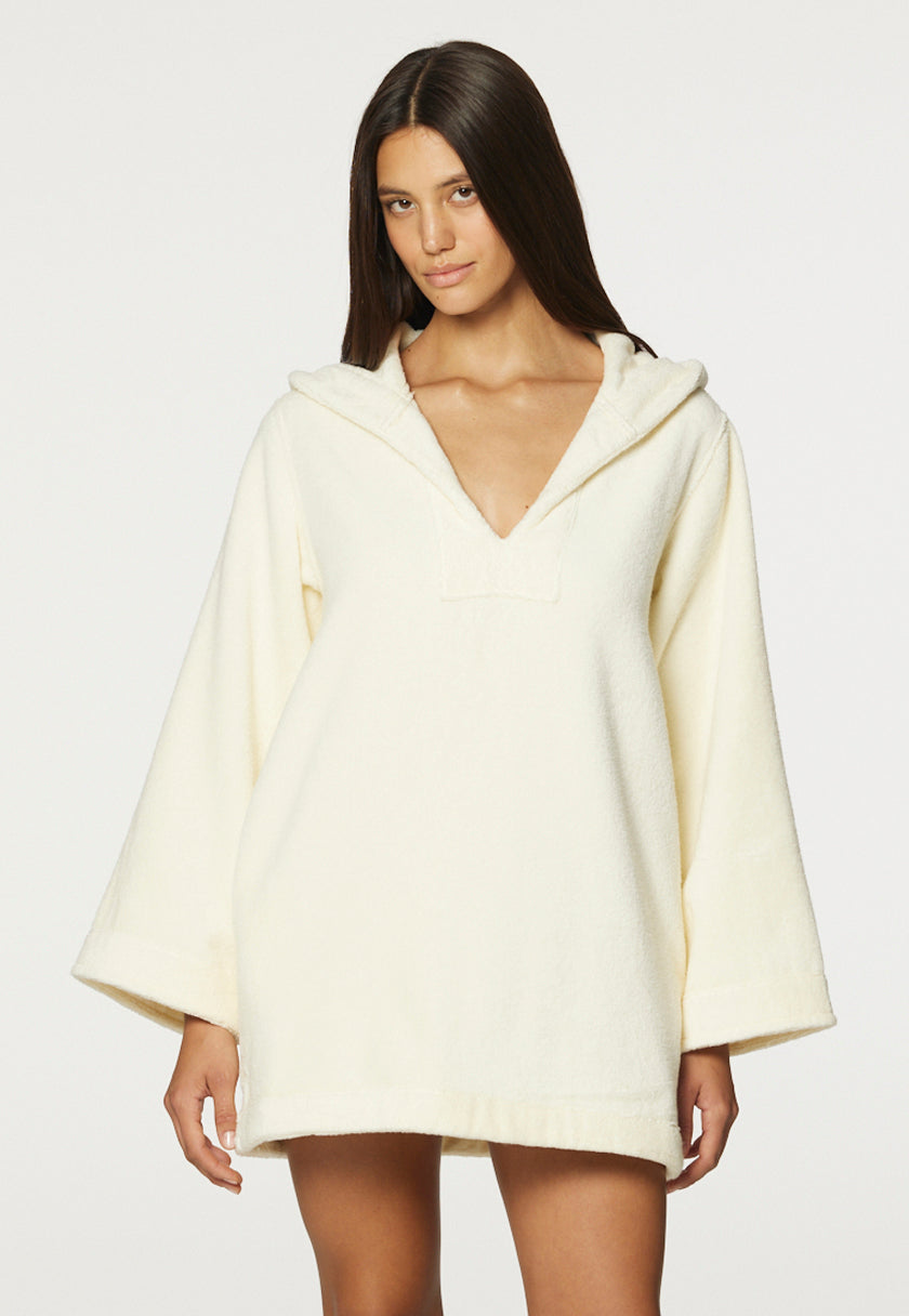 THE BEACH TUNIC in CREAM TERRY CLOTH TOWELING