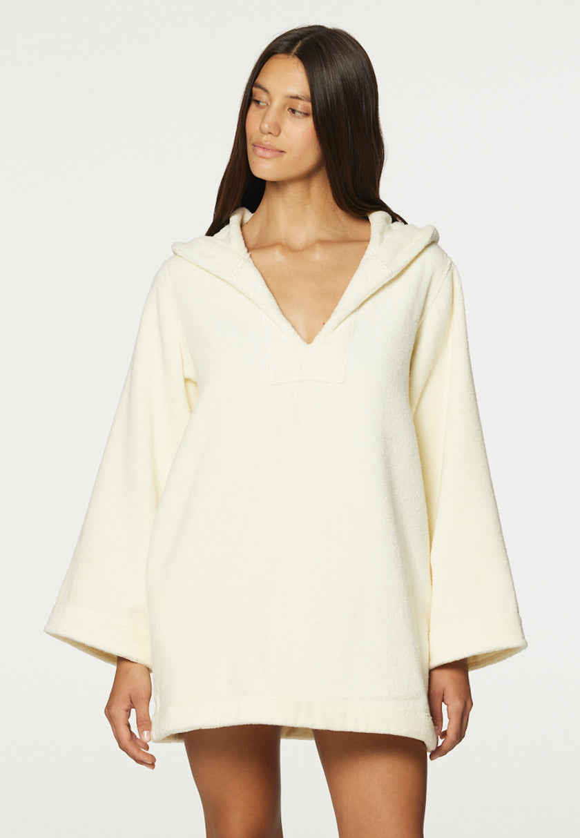 THE BEACH TUNIC in CREAM TERRY CLOTH