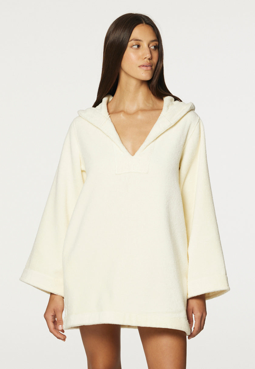 THE BEACH TUNIC in CREAM TERRY CLOTH TOWELING