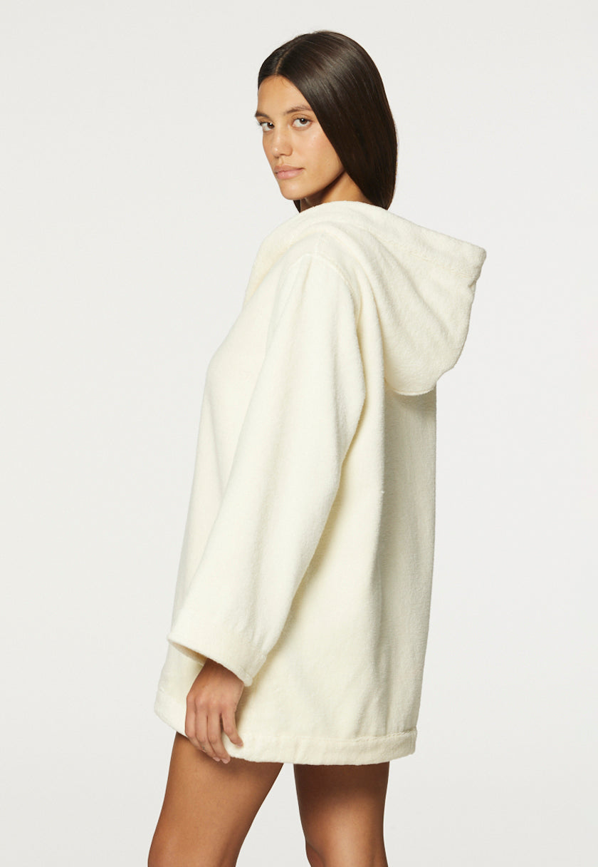 THE BEACH TUNIC in CREAM TERRY CLOTH TOWELING