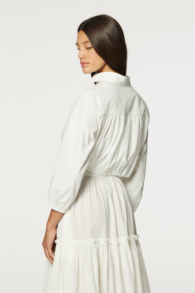 THE BUBBLE BLOUSE in WHITE COTTON POPLIN
