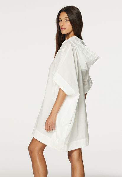 THE HOODED PONCHO in CREMA COTTON VOILE