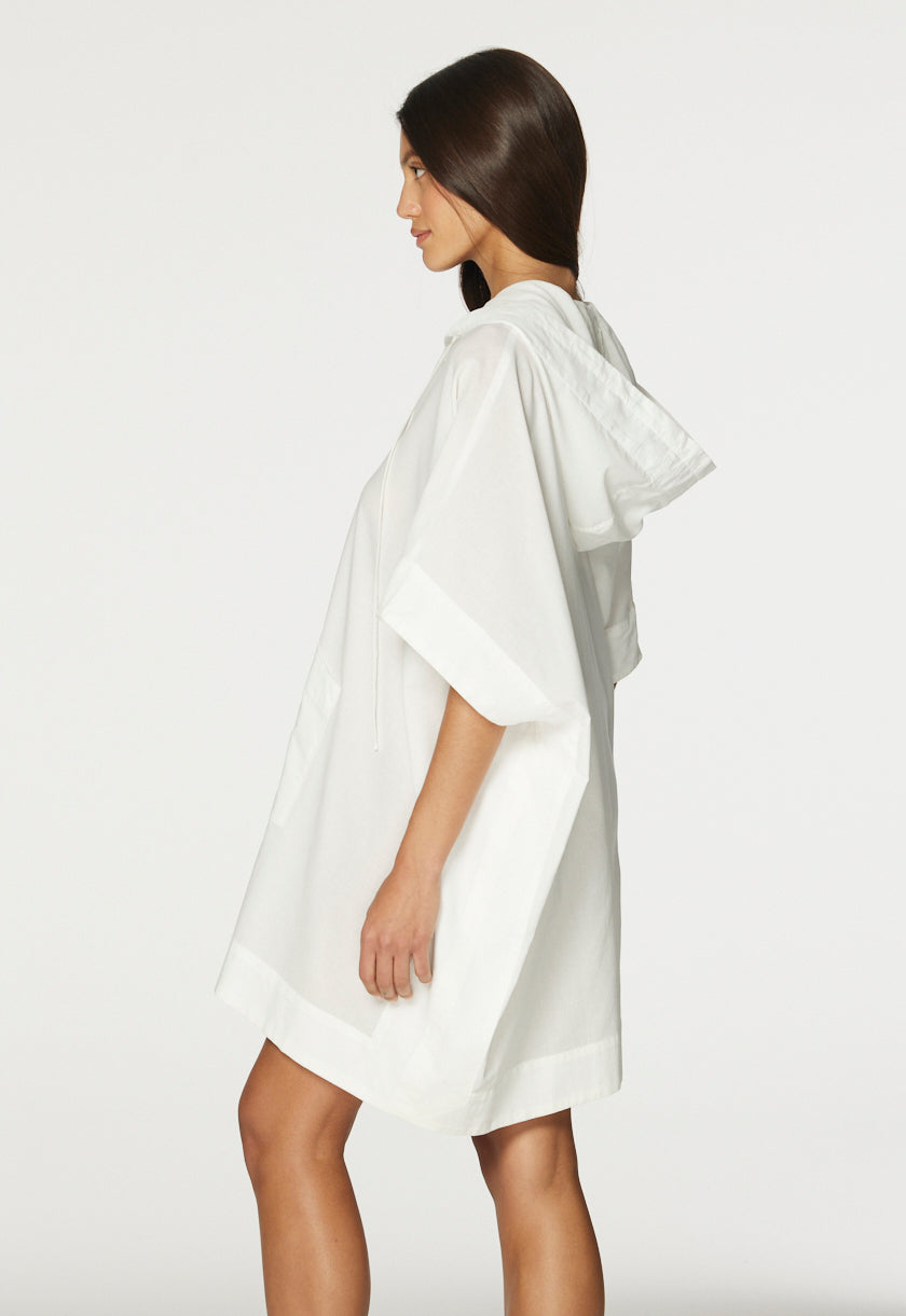 THE HOODED PONCHO in CREMA COTTON VOILE