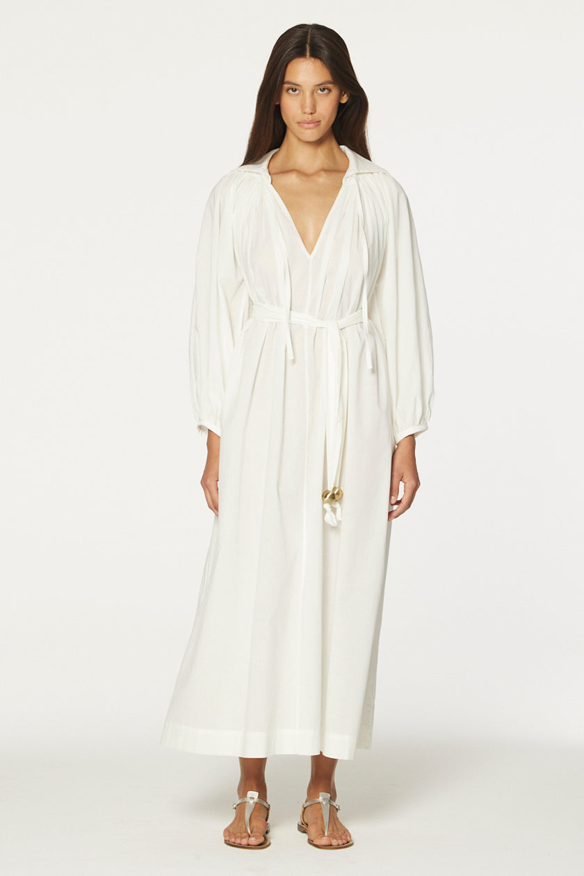 THE POET DRESS in CREMA COTTON VOILE