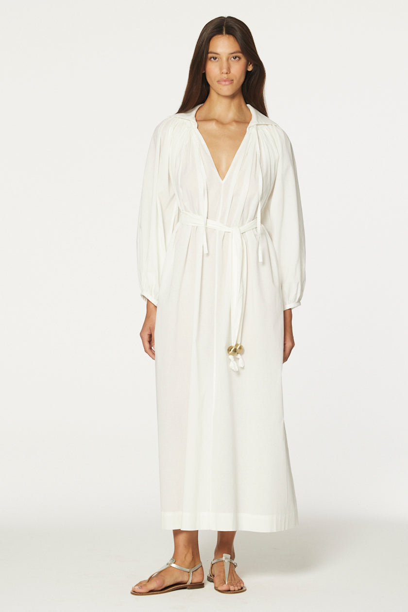 THE POET DRESS in CREMA COTTON VOILE