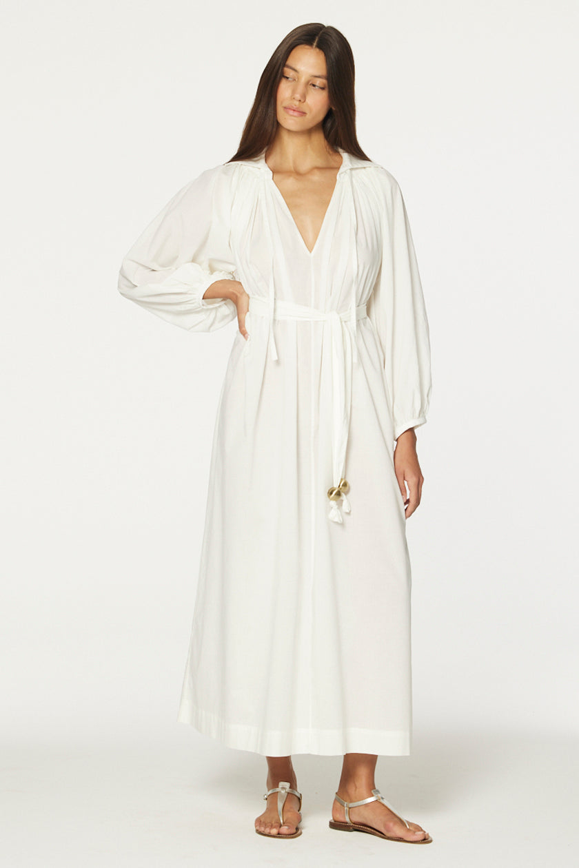 THE POET DRESS in CREMA COTTON VOILE