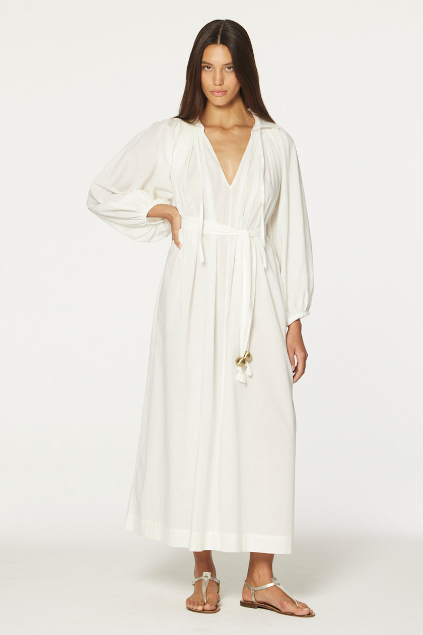 THE POET DRESS in CREMA COTTON VOILE