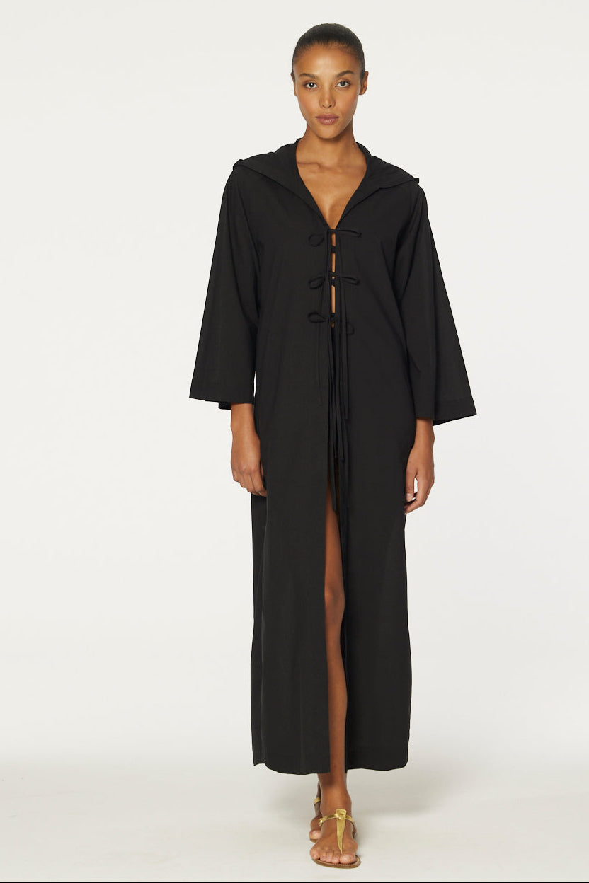 THE BEACH CAPE  in BLACK COTTON VOILE