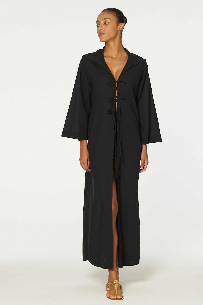 THE BEACH CAPE  in BLACK COTTON VOILE