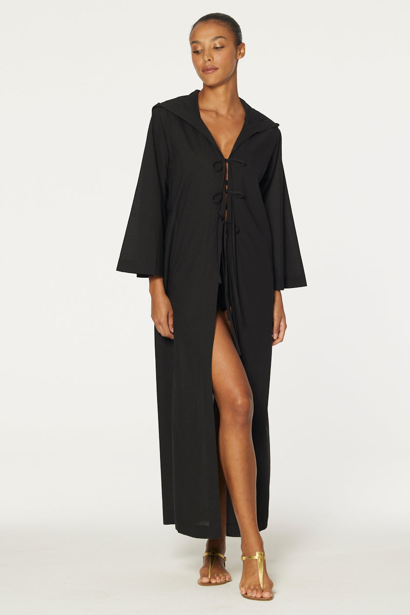 THE BEACH CAPE  in BLACK COTTON VOILE