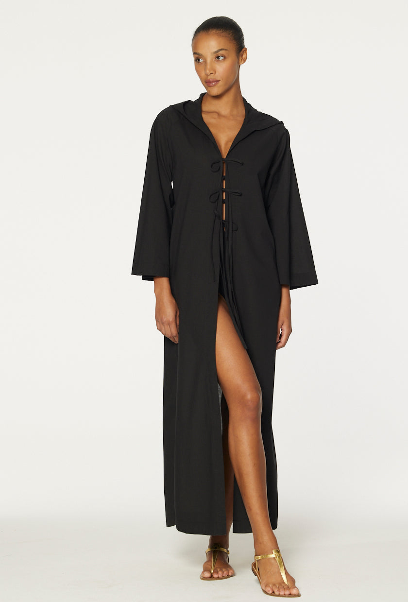 THE BEACH CAPE  in BLACK COTTON VOILE