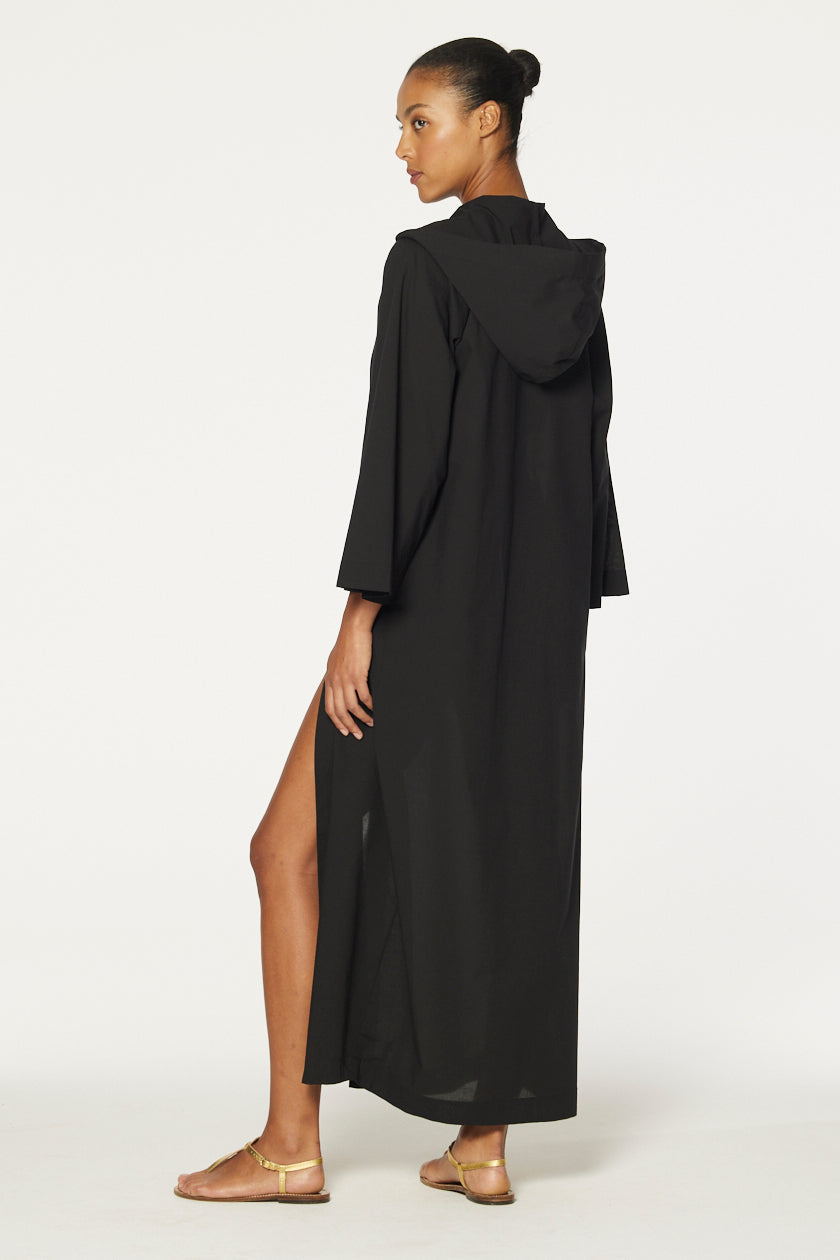 THE BEACH CAPE  in BLACK COTTON VOILE