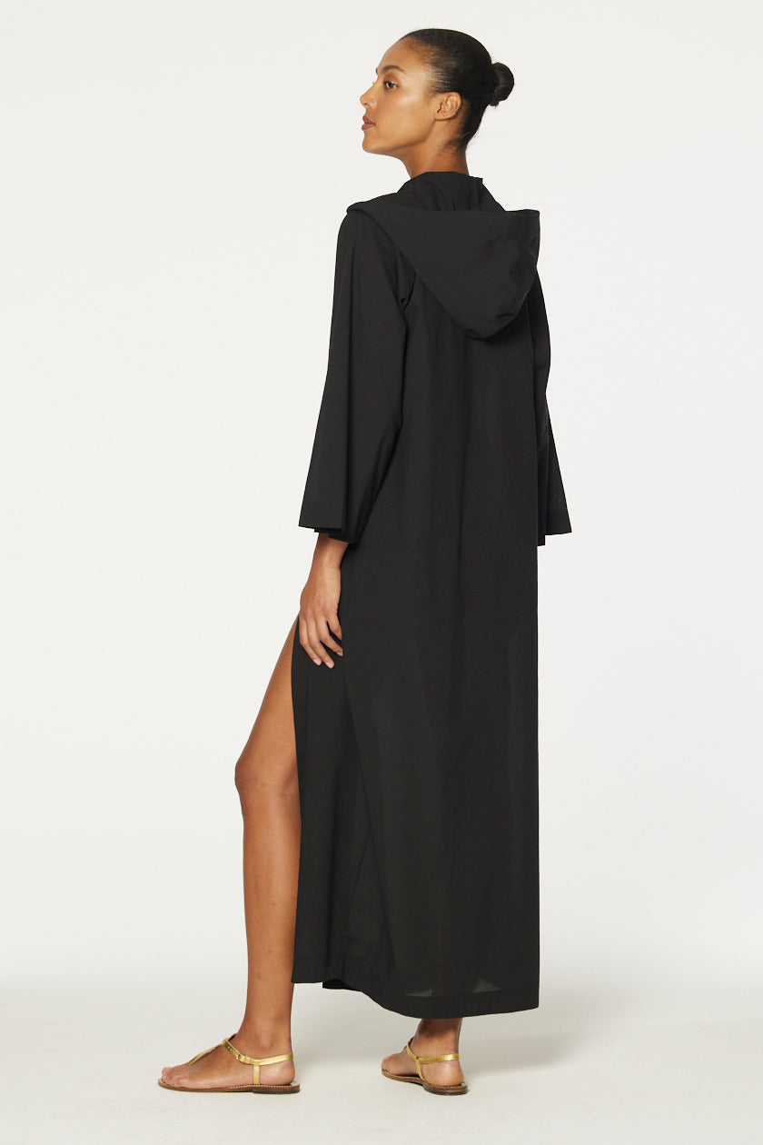 THE BEACH CAPE  in BLACK COTTON VOILE