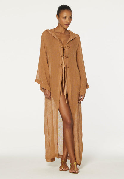 THE BEACH CAPE  in CARAMEL SORRENTO GAUZE