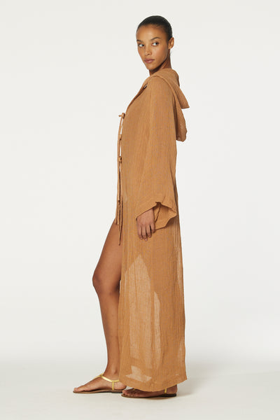 THE BEACH CAPE  in CARAMEL SORRENTO GAUZE