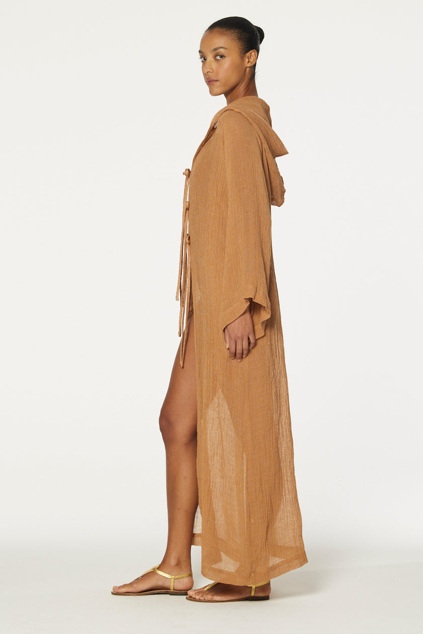 THE BEACH CAPE  in CARAMEL SORRENTO GAUZE