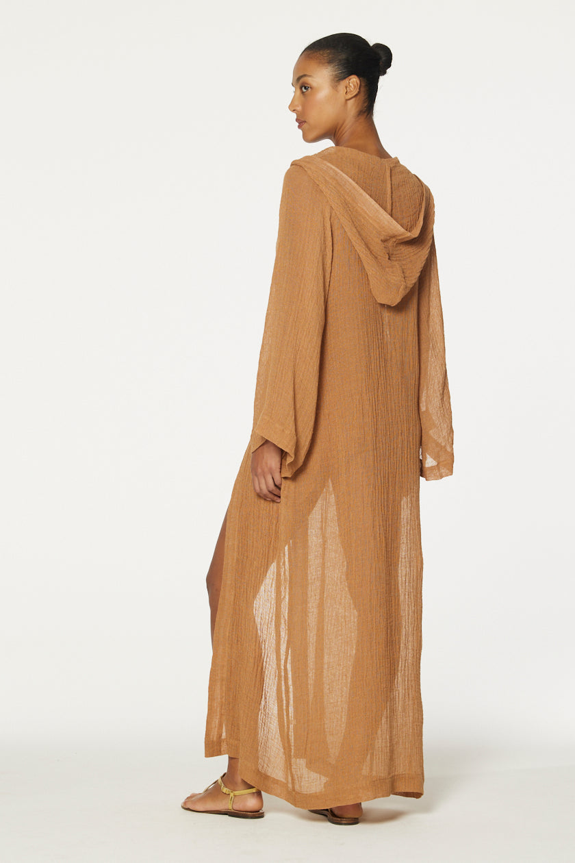 THE BEACH CAPE  in CARAMEL SORRENTO GAUZE