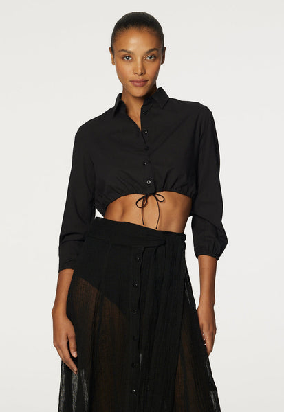 THE BUBBLE BLOUSE in BLACK COTTON VOILE