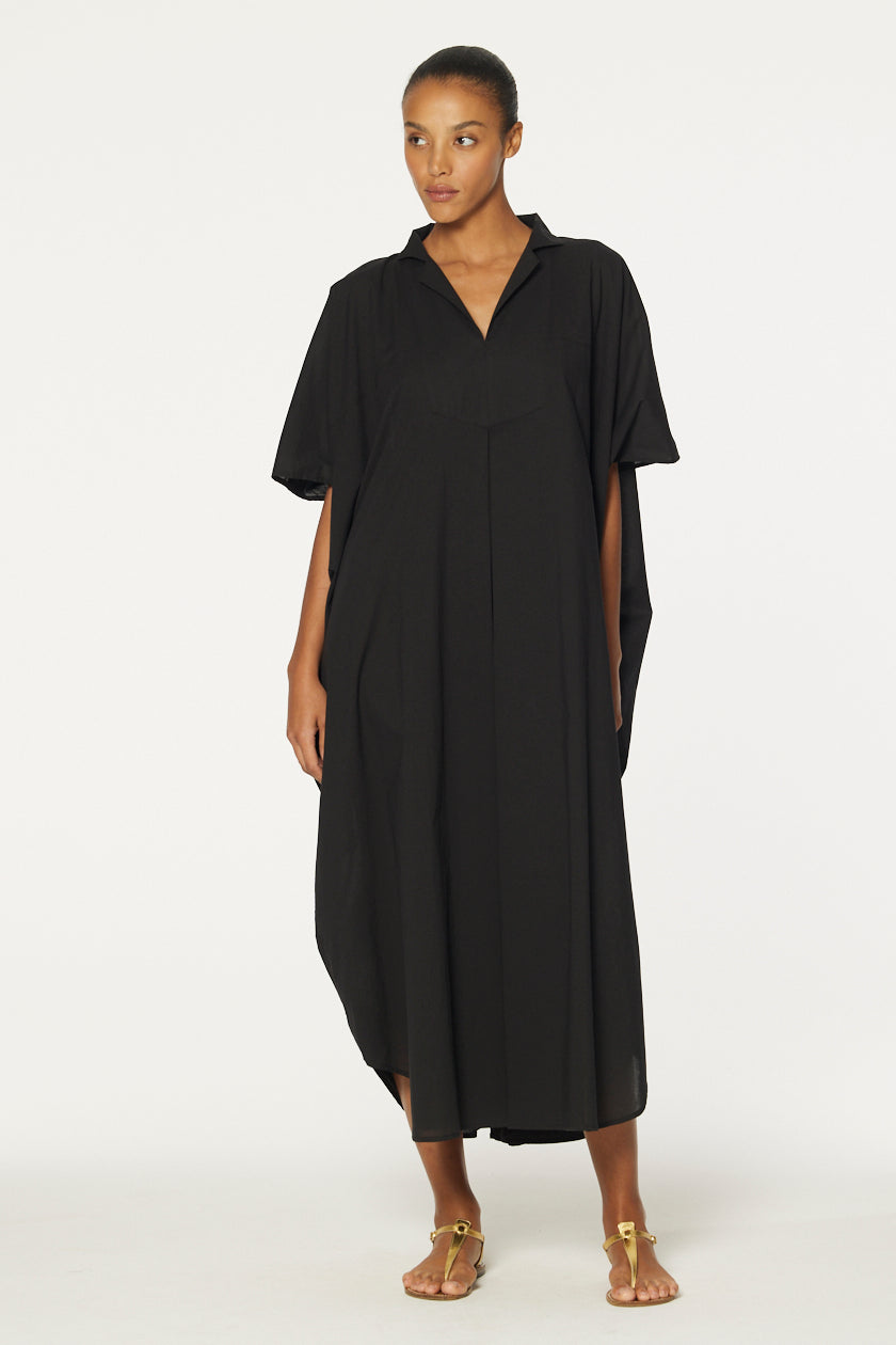 THE CAFTAN in BLACK COTTON VOILE