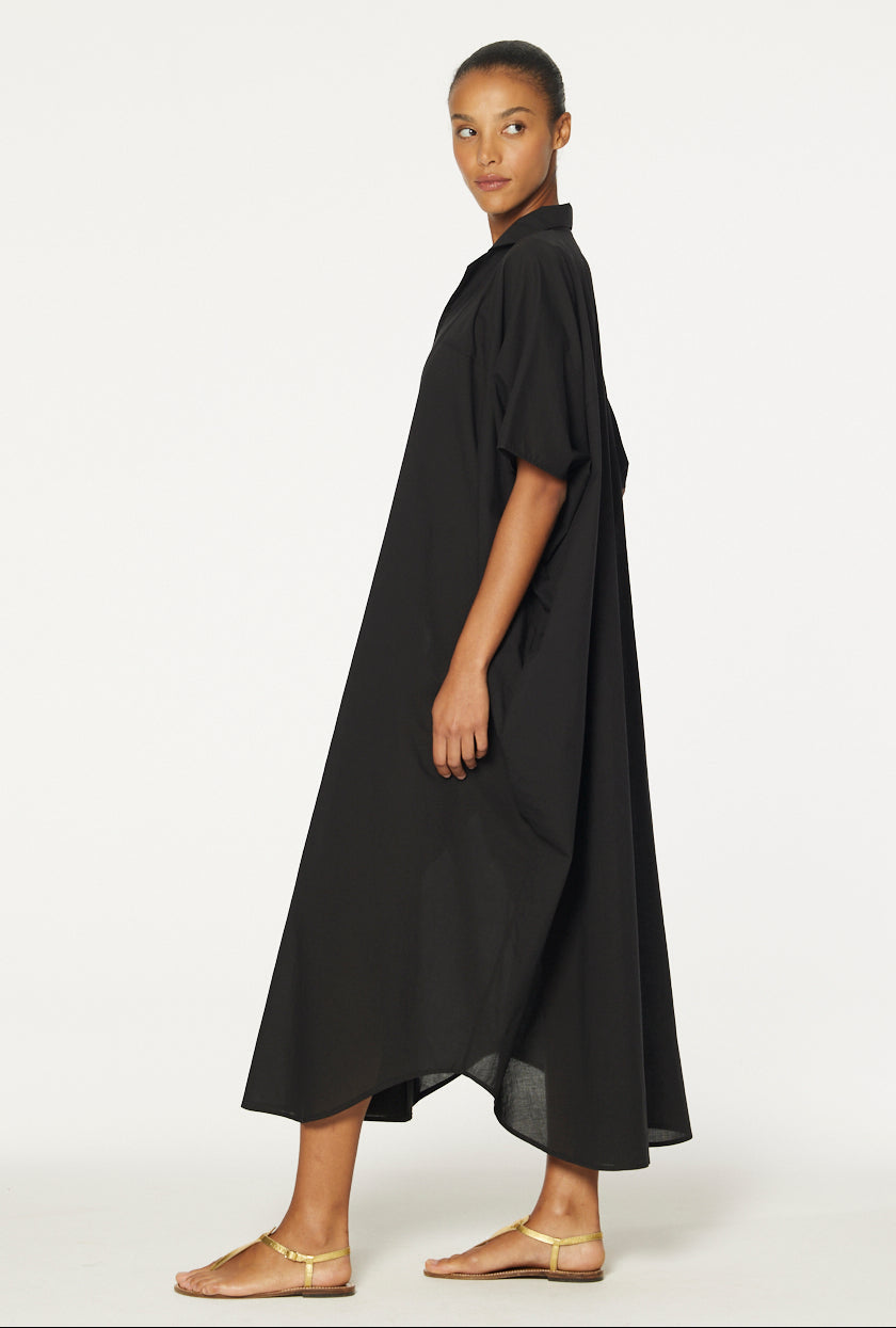 THE CAFTAN in BLACK COTTON VOILE