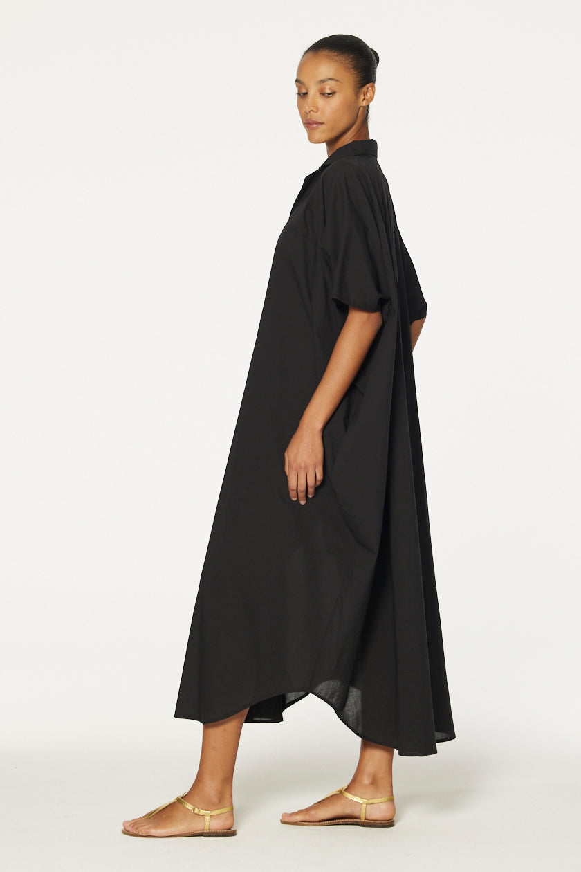 THE CAFTAN in BLACK COTTON VOILE
