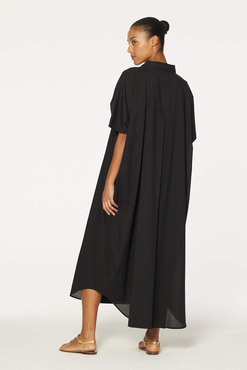 THE CAFTAN in BLACK COTTON VOILE