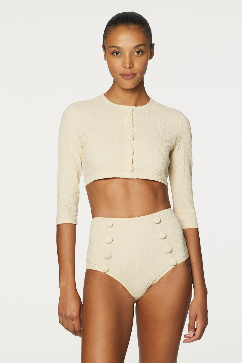 THE CARDIGAN in NATURAL SEERSUCKER