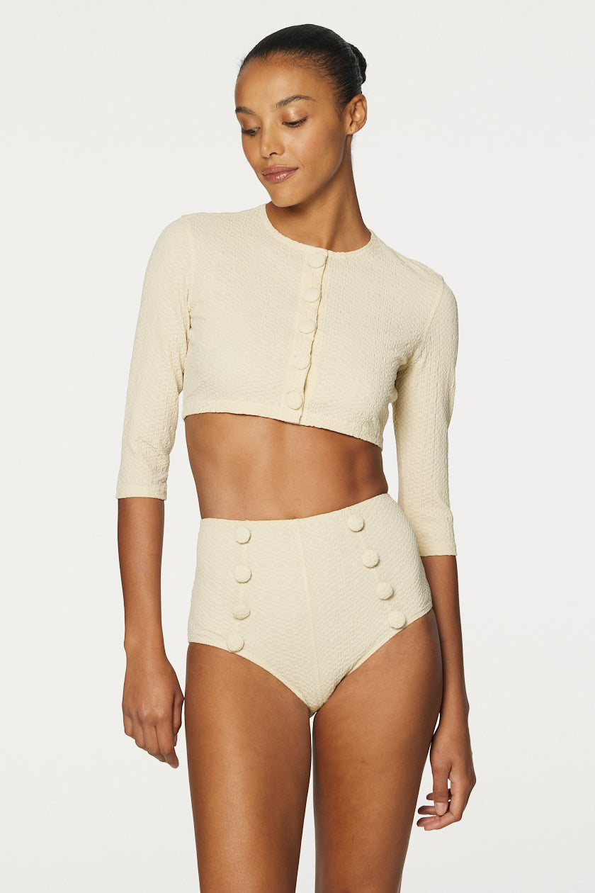 THE CARDIGAN in NATURAL SEERSUCKER