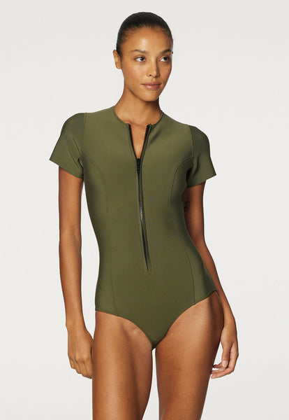 THE FARRAH MAILLOT in 1.5mm ARMY NEOPRENE