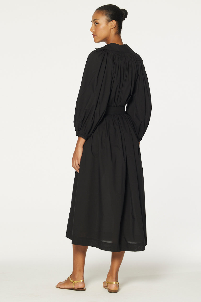 THE POET DRESS in BLACK COTTON VOILE