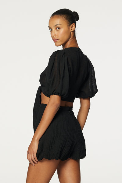 THE POUF SHORT in BLACK GAUZE