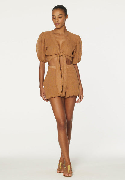 THE POUF SHORT in CARAMEL SORRENTO GAUZE