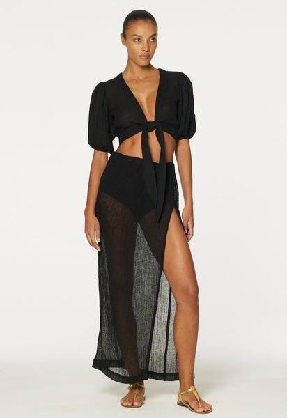 THE SARONG SKIRT in BLACK SORRENTO GAUZE