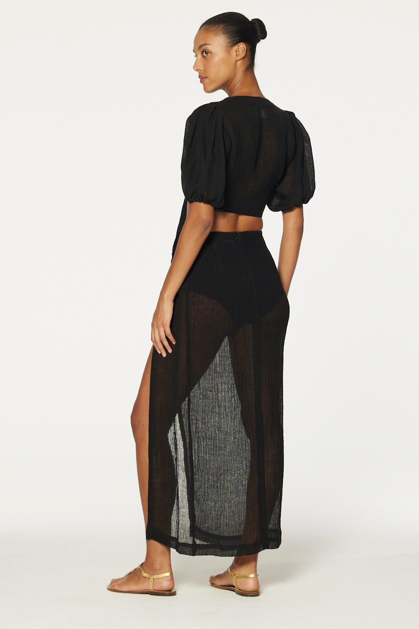 THE SARONG SKIRT in BLACK SORRENTO GAUZE