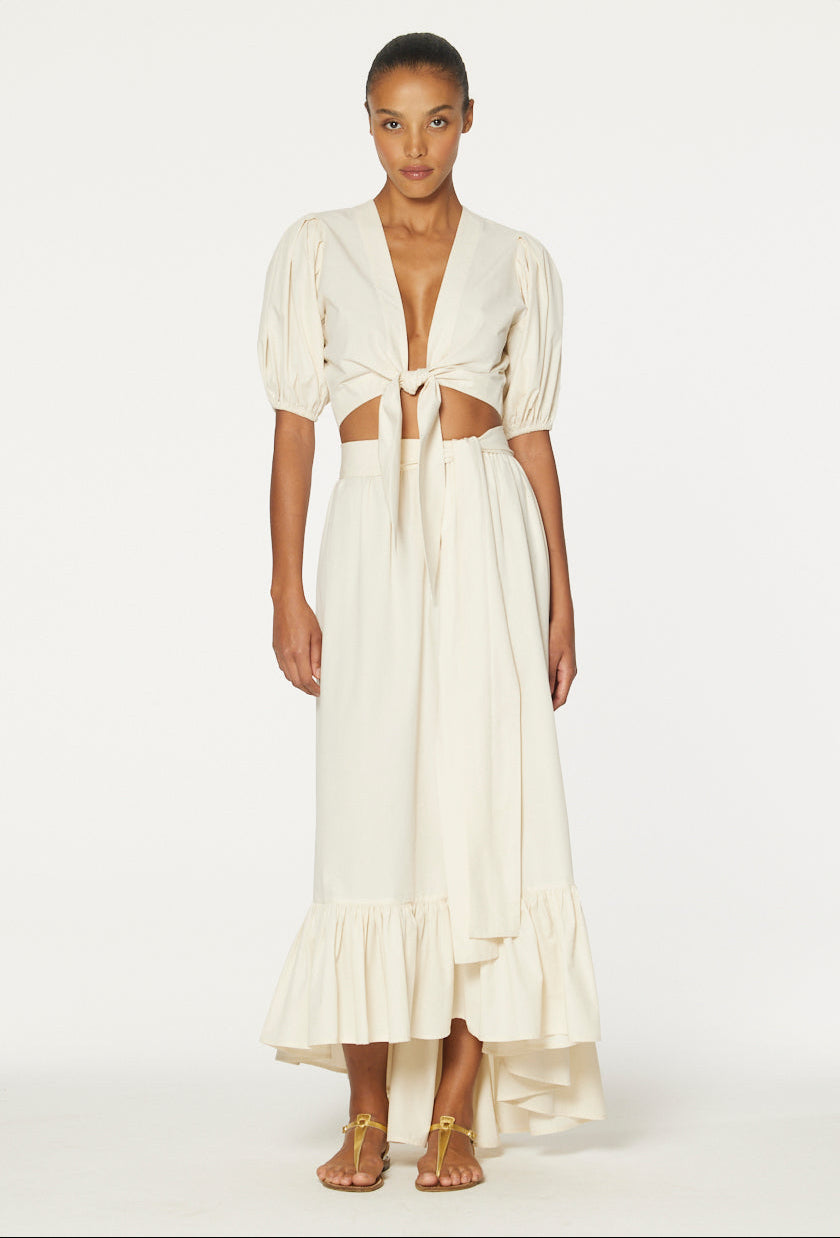 THE NICOLE SKIRT in NATURAL COTTON POPLIN