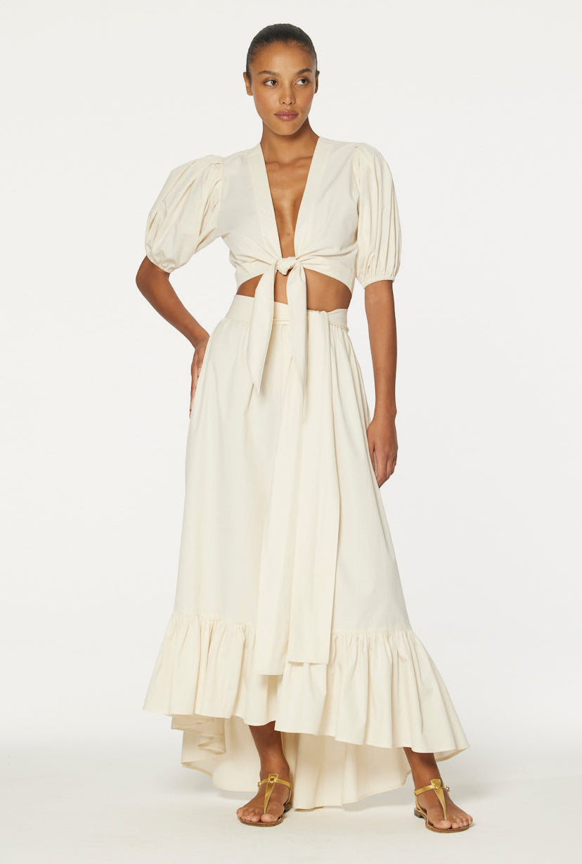 THE NICOLE SKIRT in NATURAL COTTON POPLIN