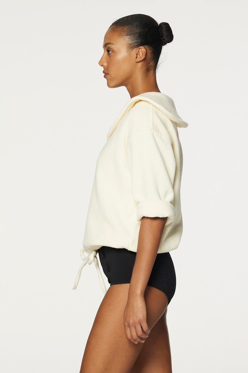 THE SAILOR TOP in CREAM TERRY CLOTH