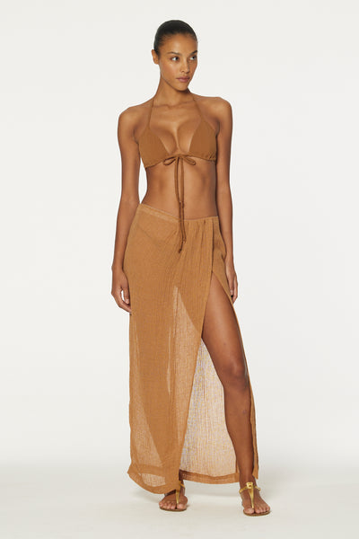 THE SARONG SKIRT in CARAMEL SORRENTO GAUZE