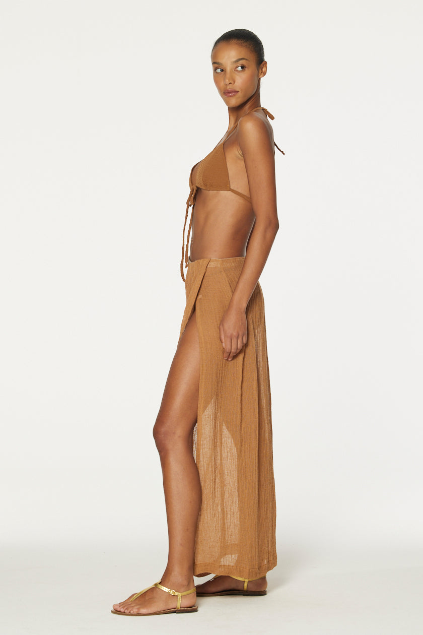 THE SARONG SKIRT in CARAMEL SORRENTO GAUZE