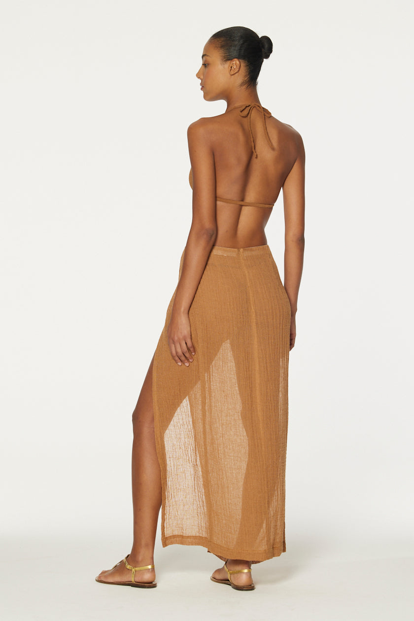 THE SARONG SKIRT in CARAMEL SORRENTO GAUZE