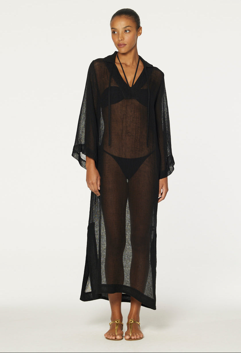 THE TUNIC CAFTAN in BLACK SORRENTO GAUZE