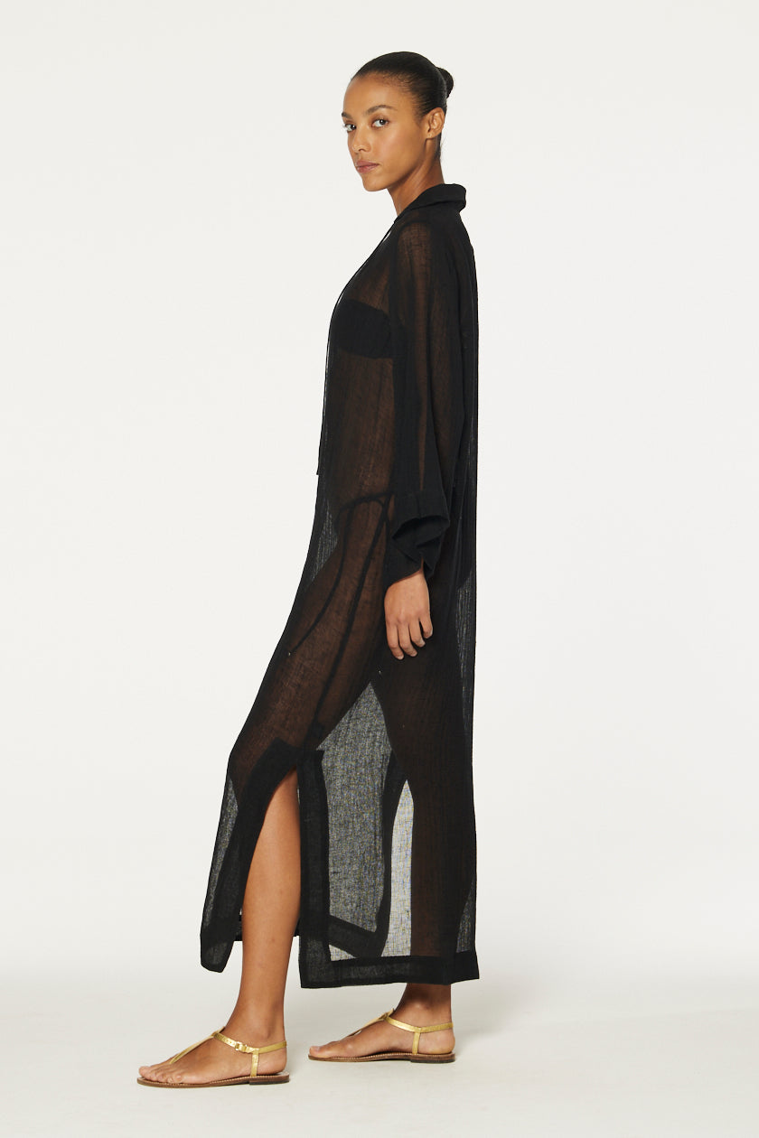 THE TUNIC CAFTAN in BLACK SORRENTO GAUZE